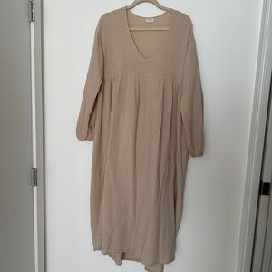 Tan Summer Smock Dress
